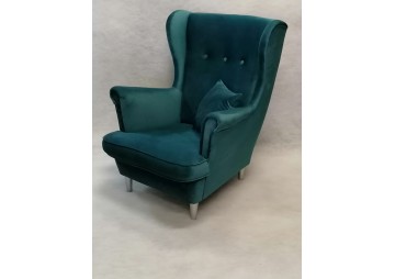 FOTEL SKANDYNAWSKI Z 3 GUZIKAMI - USZAK 2 - TKANINY I KOLORY DO WYBORU