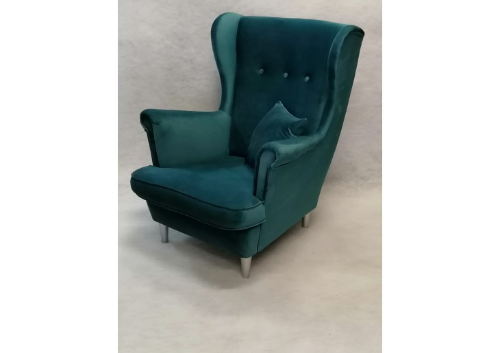 FOTEL SKANDYNAWSKI Z 3 GUZIKAMI - USZAK 2 - TKANINY I KOLORY DO WYBORU