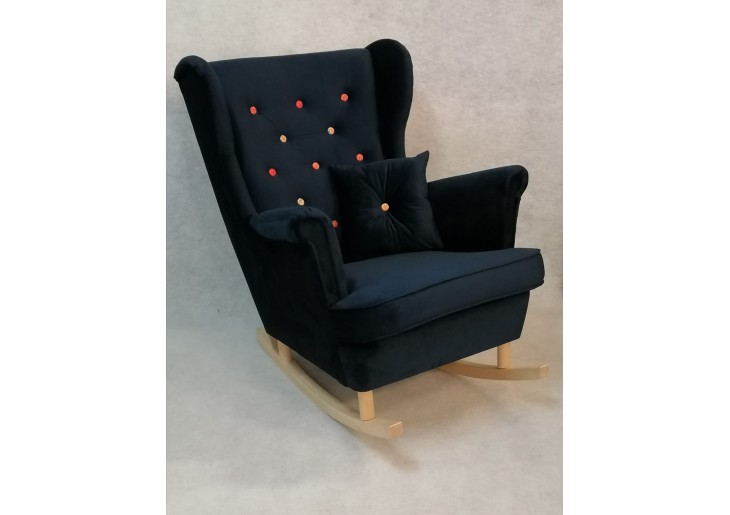 FOTEL BUJANY SKANDYNAWSKI Z KRYSZTAŁKAMI GLAMOUR - USZAK 6 - TKANINY I KOLORY DO WYBORU