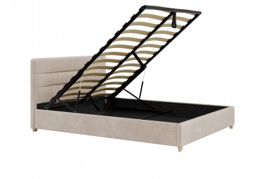 Łóżko tapicerowane do sypialni z pojemnikiem na pościel 180x200 welur beż Monza