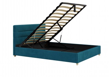Łóżko tapicerowane do sypialni z pojemnikiem na pościel 180x200 welur lazurowy Monza