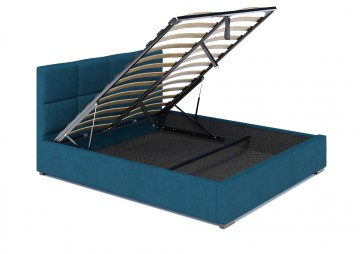 Łóżko tapicerowane do sypialni z pojemnikiem na pościel 180x200 welur lazurowy Como