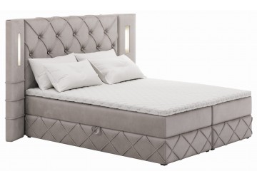 Łóżko kontynentalne Grosseto w kolorze beżowym i światłami LED