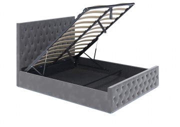 Łóżko tapicerowane do sypialni z pojemnikiem na pościel 140x200 welur szary Bolonia