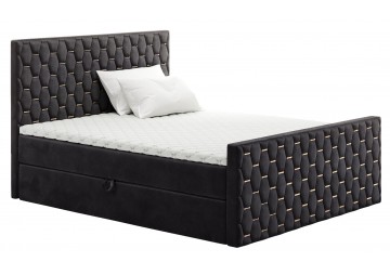 ŁÓŻKO 140x200 KONTYNENTALNE BOSS 2 LUX + 2 POJEMNIKI + MATERACE + TOPER  TKANINY I KOLORY DO WYBORU