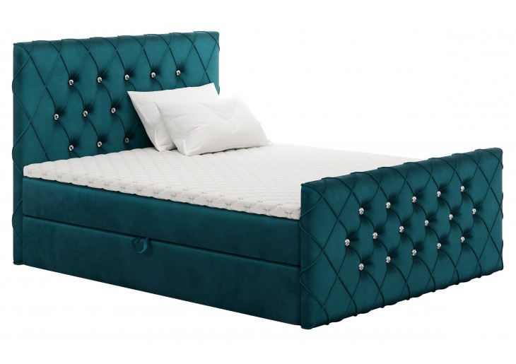 ŁÓŻKO 120x200 KONTYNENTALNE BOLZANO + 2 POJEMNIKI + MATERACE + TOPER  TKANINY I KOLORY DO WYBORU