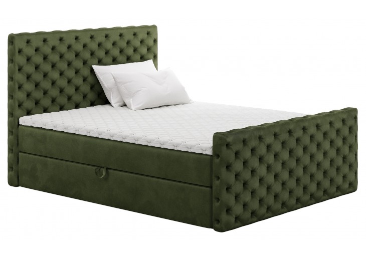 ŁÓŻKO 200x200 KONTYNENTALNE TORINO + 2 POJEMNIKI + MATERACE + TOPER  TKANINY I KOLORY DO WYBORU