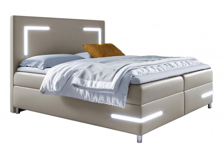 ŁÓŻKO 200X200 KONTYNENTALNE ARICO + 2 POJEMNIKI + MATERACE + TOPER + LED TKANINY I KOLORY DO WYBORU