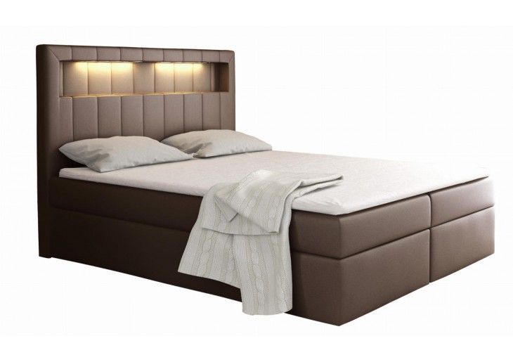 ŁÓŻKO 160X200 KONTYNENTALNE AMORA + 2 POJEMNIKI + MATERACE + TOPER + LED TKANINY I KOLORY DO WYBORU