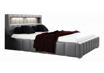 ŁÓŻKO 120x200 Z POJEMNIKIEM + LED - MALAGA TKANINY KOLORY DO WYBORU