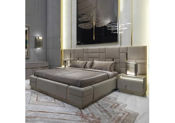 Rama łóżka 180x200 ze ścianką tapicerowaną FELITTO + Pojemnik | Tkaniny i Kolory Do Wyboru