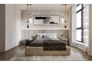 Rama łóżka 180x200 ze ścianką tapicerowaną  CALVANICO + Pojemnik | Tkaniny i Kolory Do Wyboru