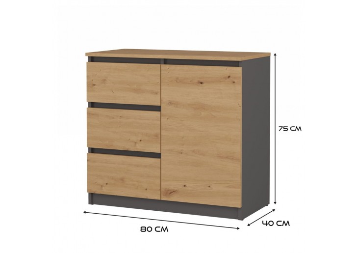 Komoda Malwa 1D3S/BA ANTRACYT ARTISAN