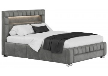 ŁÓŻKO 200x200 Z POJEMNIKIEM + LED - ROSARNO - TKANINY I KOLORY DO WYBORU