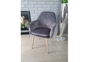 Krzesło tapicerowane fotel do jadalni oraz salonu i pokoju welur ciemny szary BiG 029