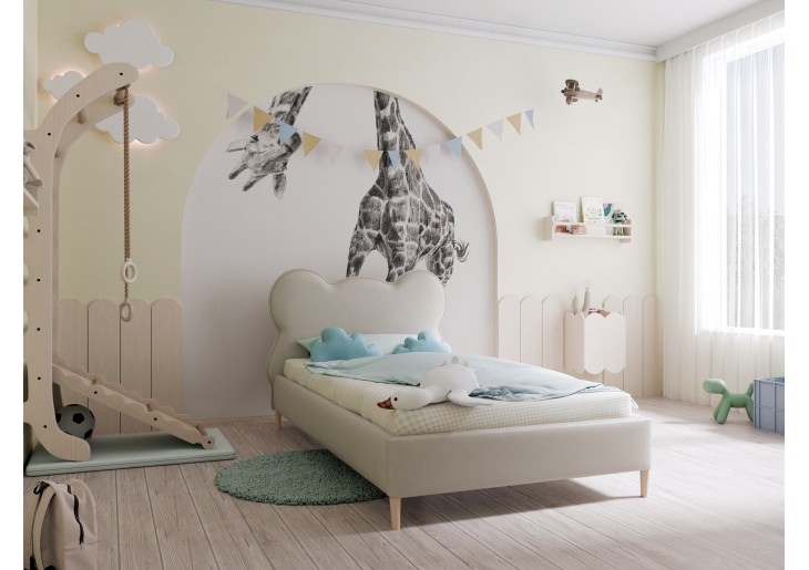 ŁÓŻKO 90x200 ZE STELAŻEM - TED - TKANINY I KOLORY DO WYBORU