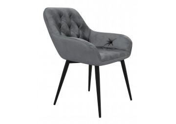 KRZESŁO TAPICEROWANE - MODEL BiG 040 - WELUR CIEMNO SZARE