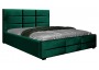 ŁÓŻKO 180x200 Z POJEMNIKIEM - BERGAMO WELUR ZIELEŃ BUTELKOWA + TWARDA PODŁOGA POJEMNIKA