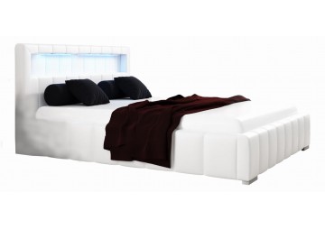 ŁÓŻKO 160x200 Z POJEMNIKIEM + LED - MALAGA I TKANINA MADRYT 920 I [OUTLET 14149]