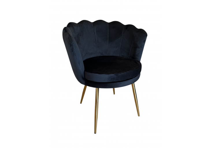 KRZESŁO TAPICEROWANE - MODEL MUSZLA - WELUR CZARNY