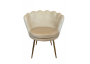 KRZESŁO TAPICEROWANE - MODEL MUSZLA - WELUR BEŻOWY