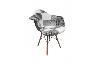 KRZESŁO TAPICEROWANE - BiG 018A PATCHWORK CZARNO-BIAŁE