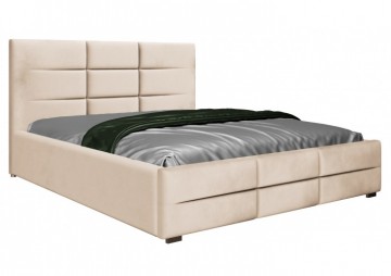 ŁÓŻKO 180x200 Z POJEMNIKIEM - BERGAMO WELUR BEŻOWE + POJEMNIK