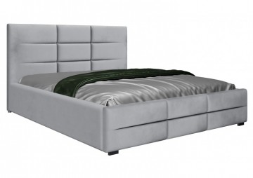 ŁÓŻKO 120x200 Z POJEMNIKIEM - BERGAMO WELUR SZARE +  POJEMNIK