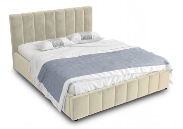 ŁÓŻKO 160x200 - VINCI WELUR  JASNY BEŻ + POJEMNIK