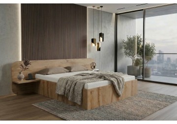 ŁÓŻKO 90x200 - ARIA Z PÓŁKAMI + MATERAC + STELAŻ METALOWY PODNOSZONY | Kolory do wyboru