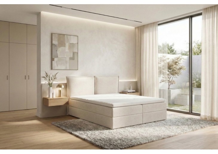 ŁÓŻKO 180X200 KONTYNENTALNE LIMA + 2 POJEMNIKI + MATERACE + TOPER TKANINY I KOLORY DO WYBORU