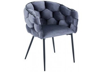 KRZESŁO TAPICEROWANE BIG 049 - WELUR  CIEMNO SZARE