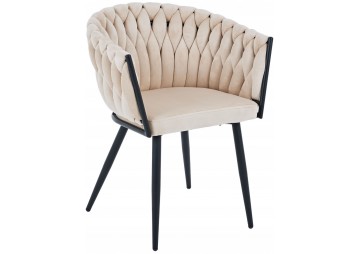 KRZESŁO TAPICEROWANE - BIG 048 - WELUR BEŻOWE