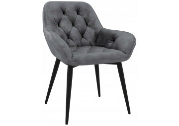 KRZESŁO TAPICEROWANE - MODEL BiG 040 - WELUR CIEMNO SZARE