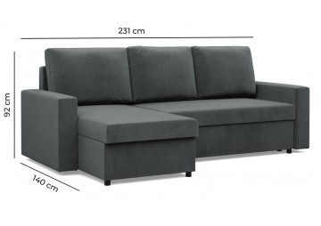 Narożnik NUORO prosty bok - Funkcja Spania | 2 Pojemniki |Jasmin 96 (Outlet -36451/O103)