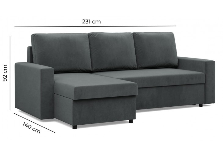 Narożnik NUORO prosty bok - Funkcja Spania | 2 Pojemniki |Jasmin 96 (Outlet -36451/O103)